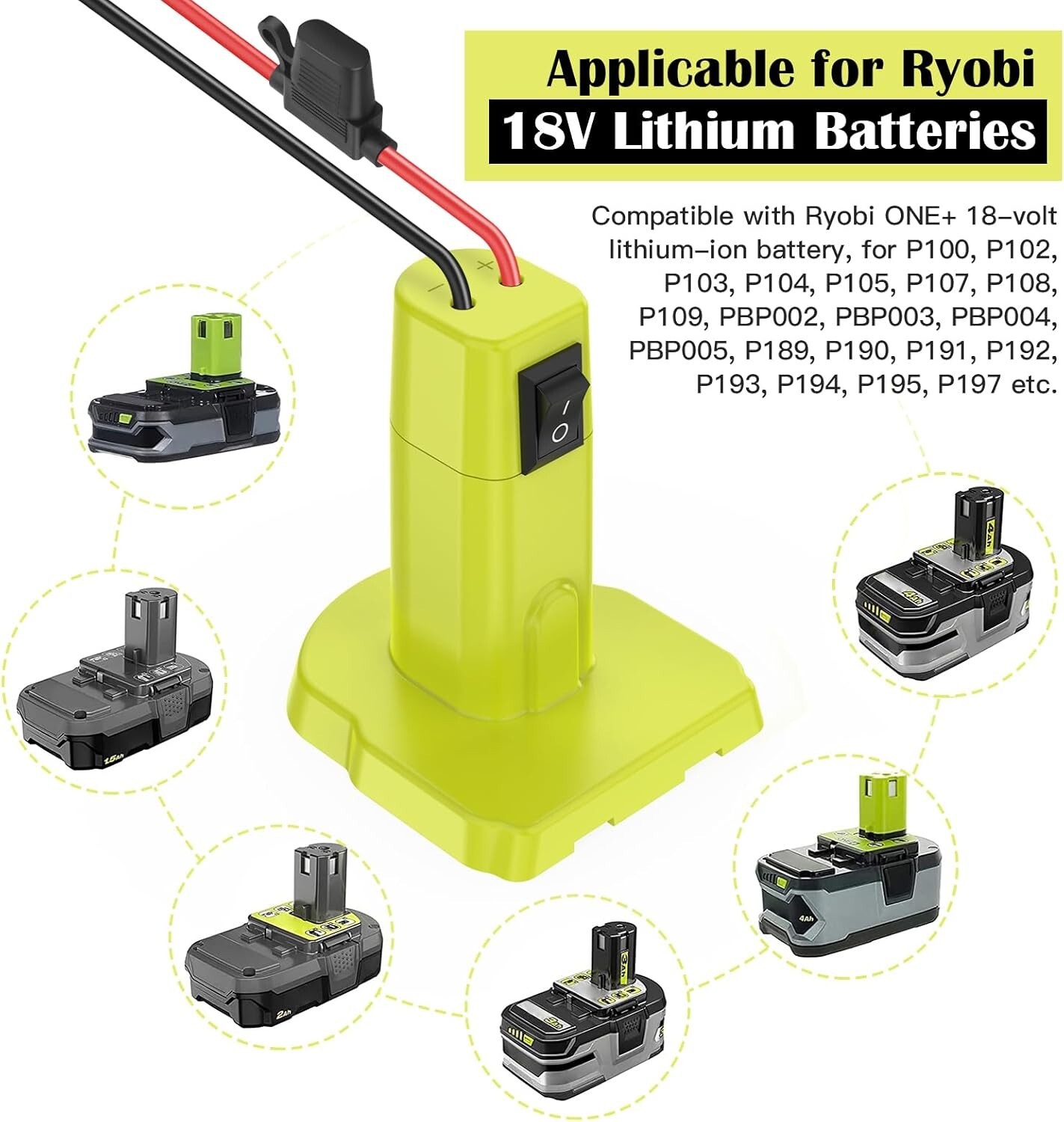 Power Wheels Adapter for Ryobi 18V Battery Conversion Kit High Power DIY Toy