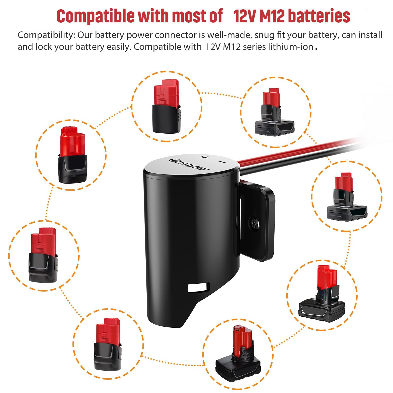 Power Wheel Adapter with Fuse & Switch, Secure Battery for 12V 1 Pack