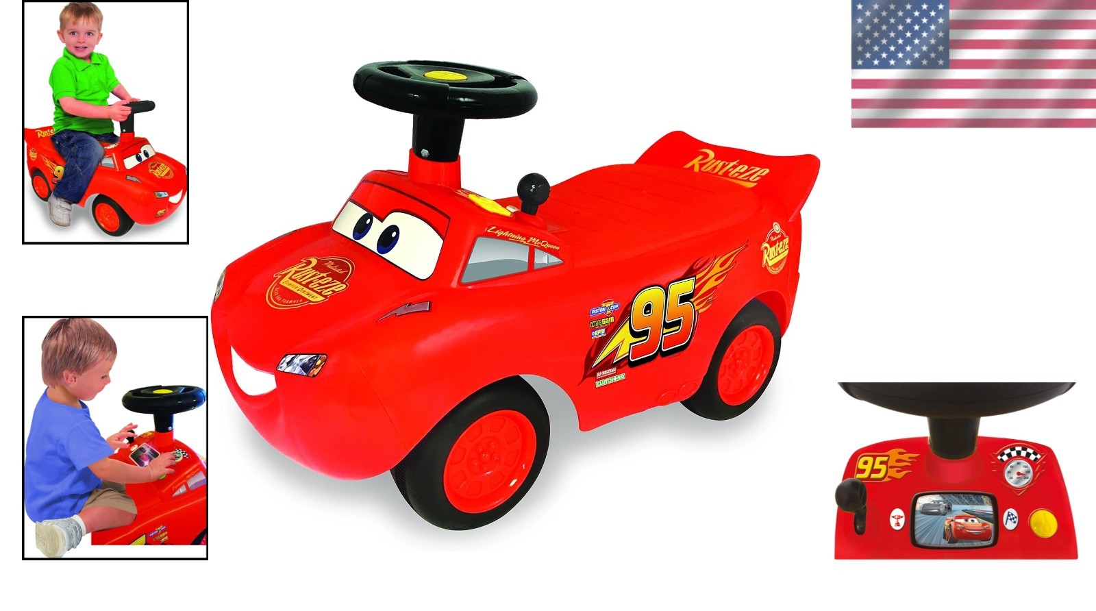Interactive Lightning McQueen Ride-On – Engine Sounds, Music, Flashing Lights