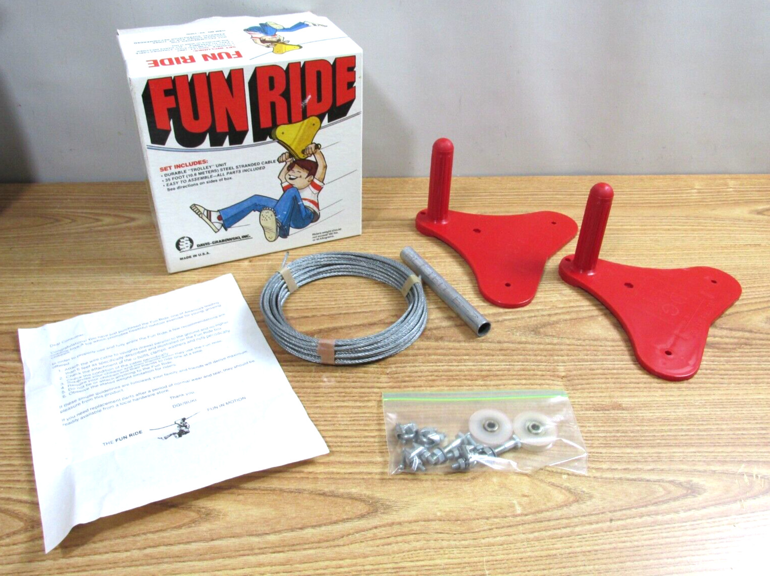 FUN RIDE TROLLY ZIP LINE CABLE RIDE DAVIS GRABOWSKI INC USA ITEM NO 30/1000