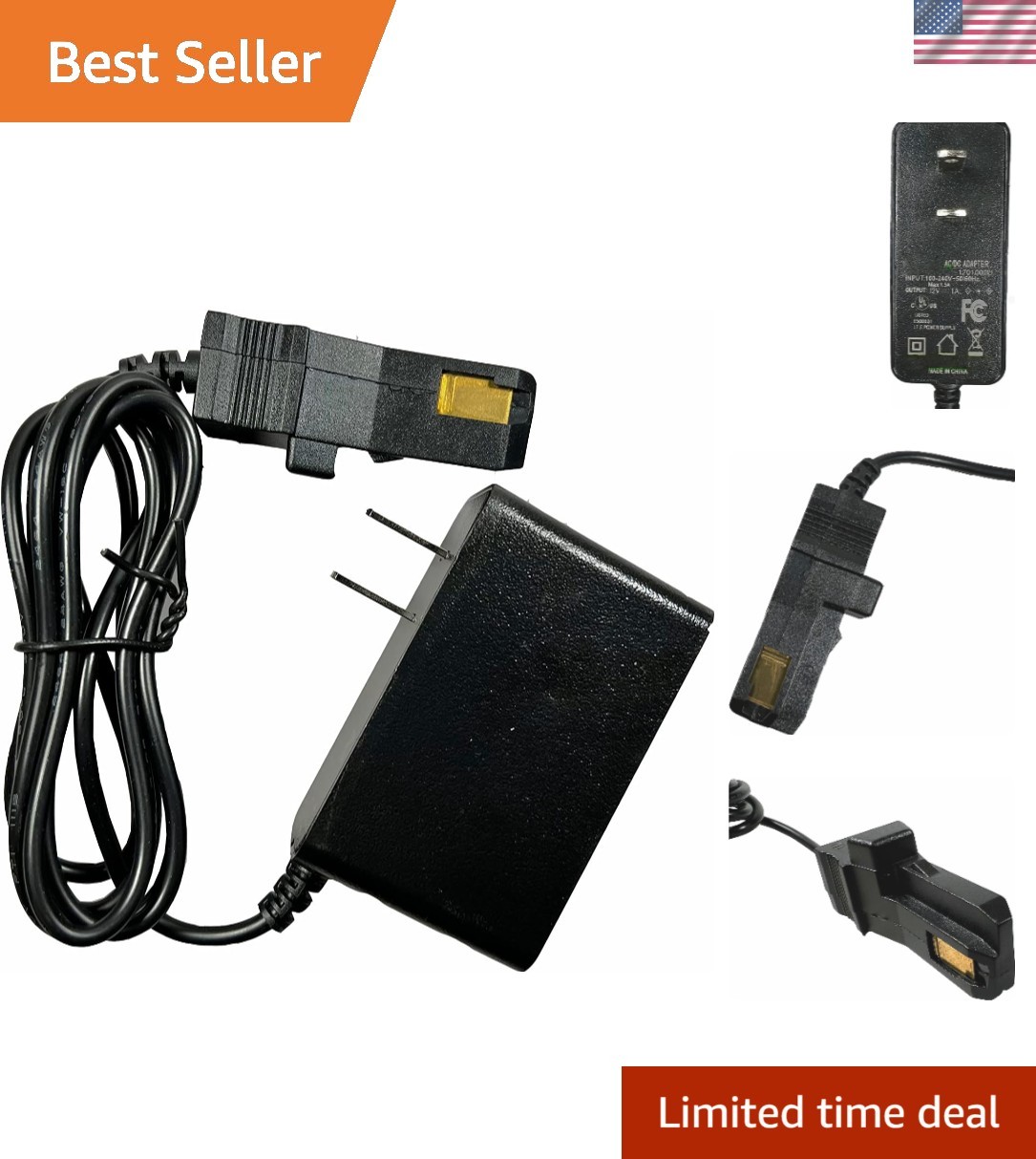 Compact 12V Battery Charger with Fast Charging for Power Wheels & Kids’ Vehicles