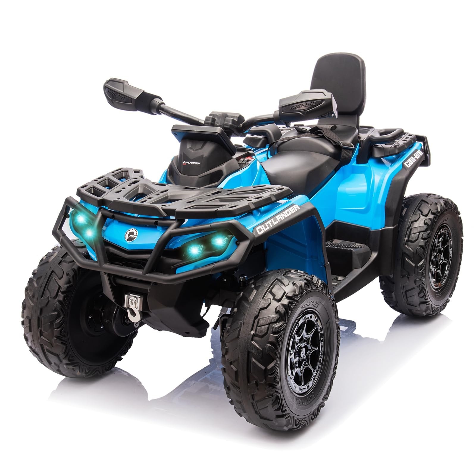 24V Kids Ride On Car Toy Car Electric ATV 2 Seaters Leather Seat LED Light Music