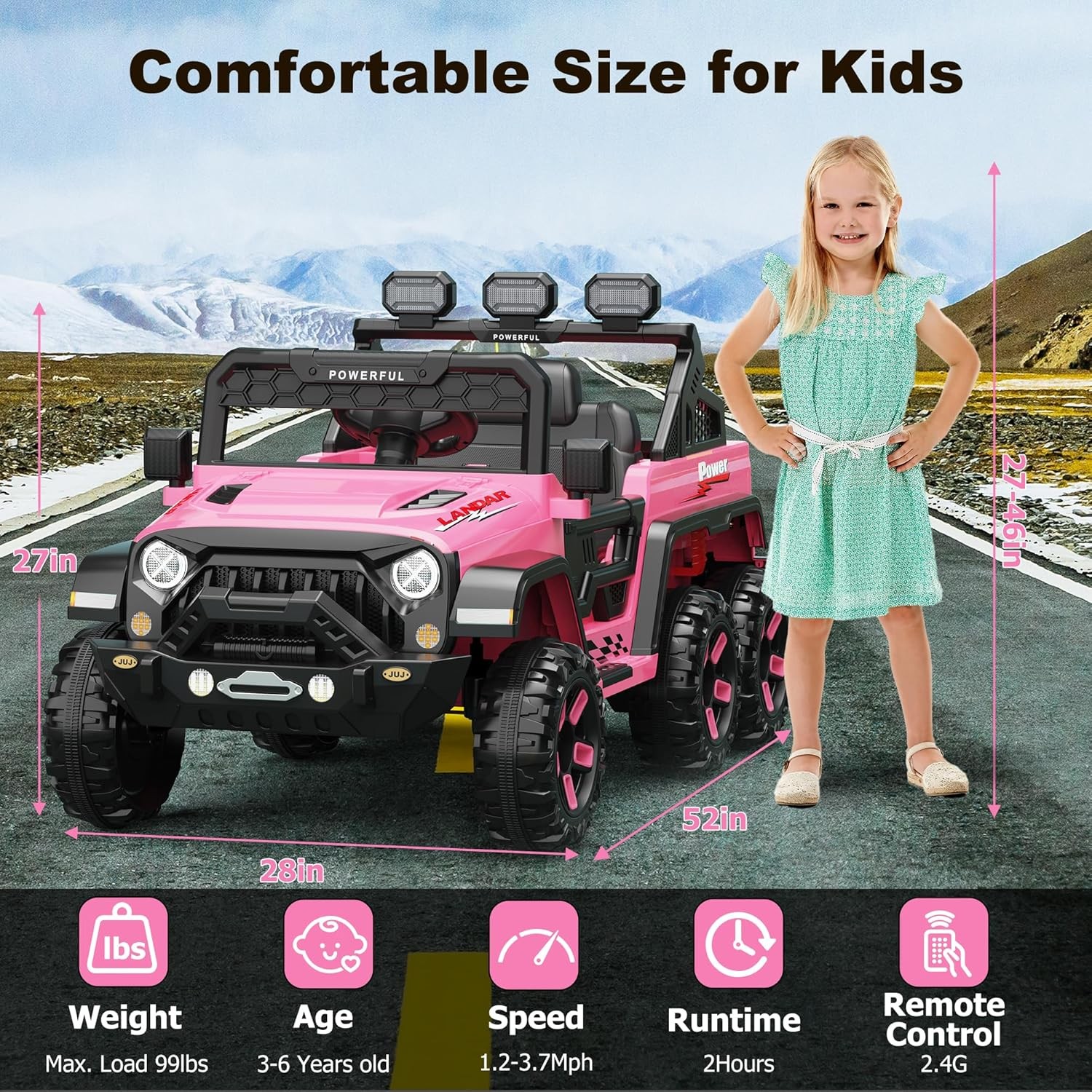 24V Electric Vehicles Kids Ride on Car Remote Control Toy w/ Power Wheel,3 Speed