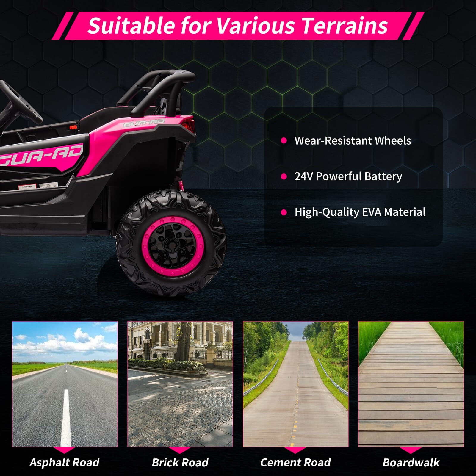 24V Kids UTV Ride on Car with Remote Control Battery Powered 4 Wheeler Off-Road