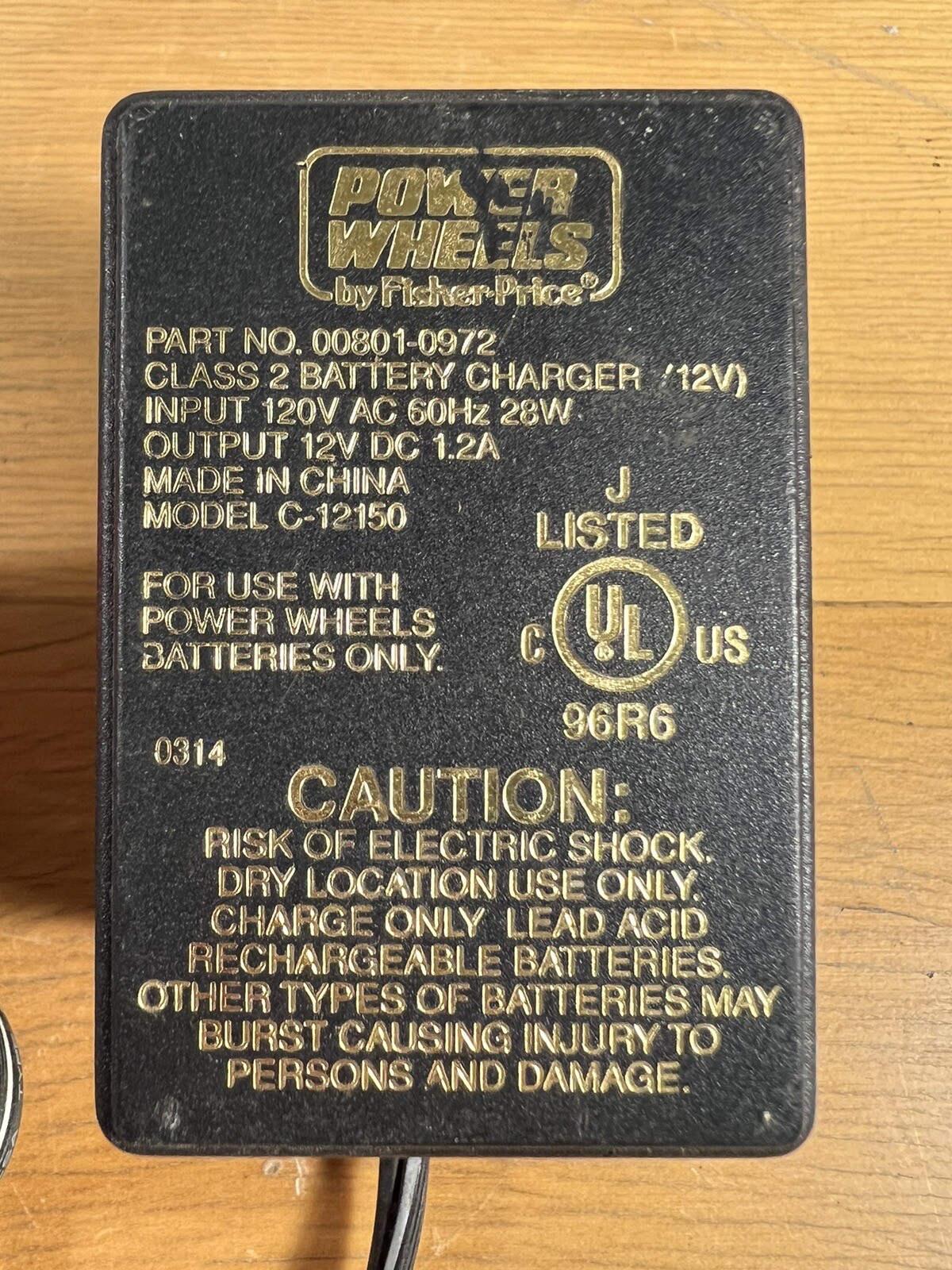 Power Wheels Battery Charger Class 2 12V 00801-0972 Model C-12150 Fisher Price