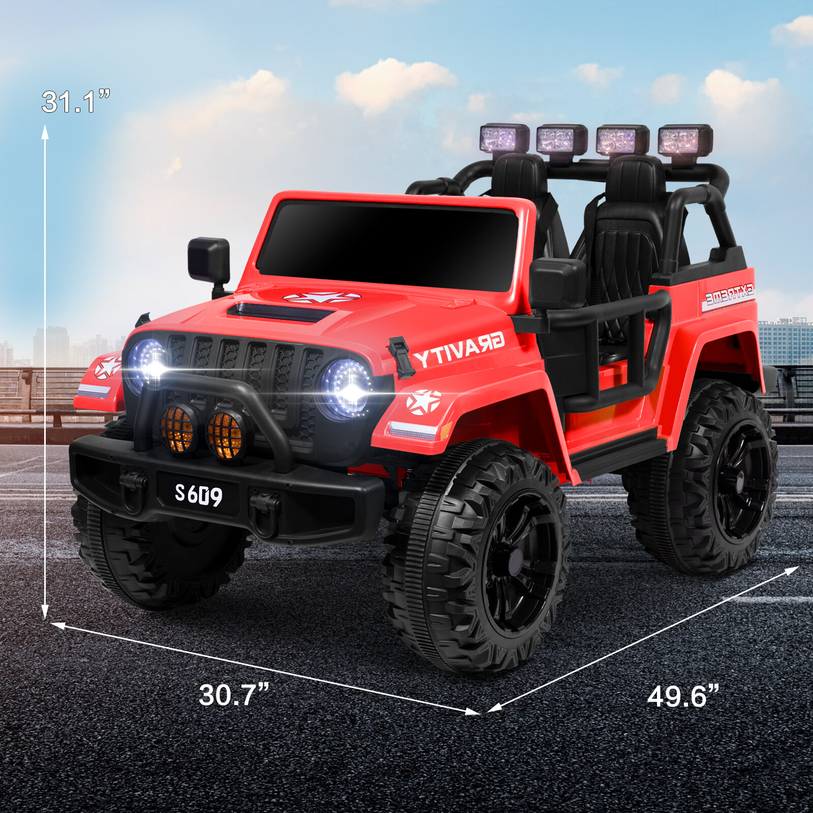 ZEOPHOL Ride On Truck Jeep 12V Electric Kids Toys Car 2 Seater 3 Speed w/Remote