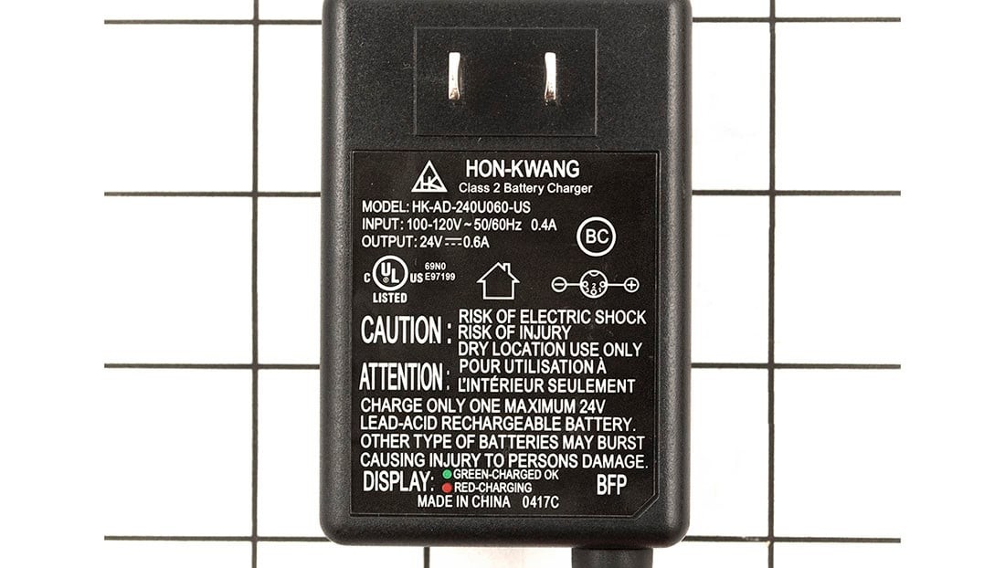 Ride on Part # W13110050014 – Charger (24v / 1.2 a 600ma) for E Series