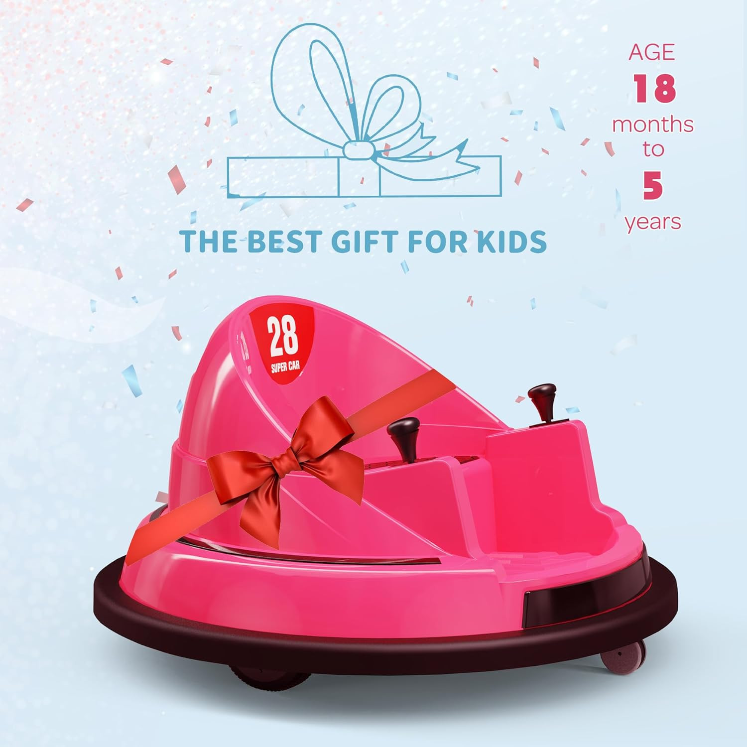 Bumper Car for Toddlers 2-8, 12V Toddler Bumper Car with Remote Control, Safety
