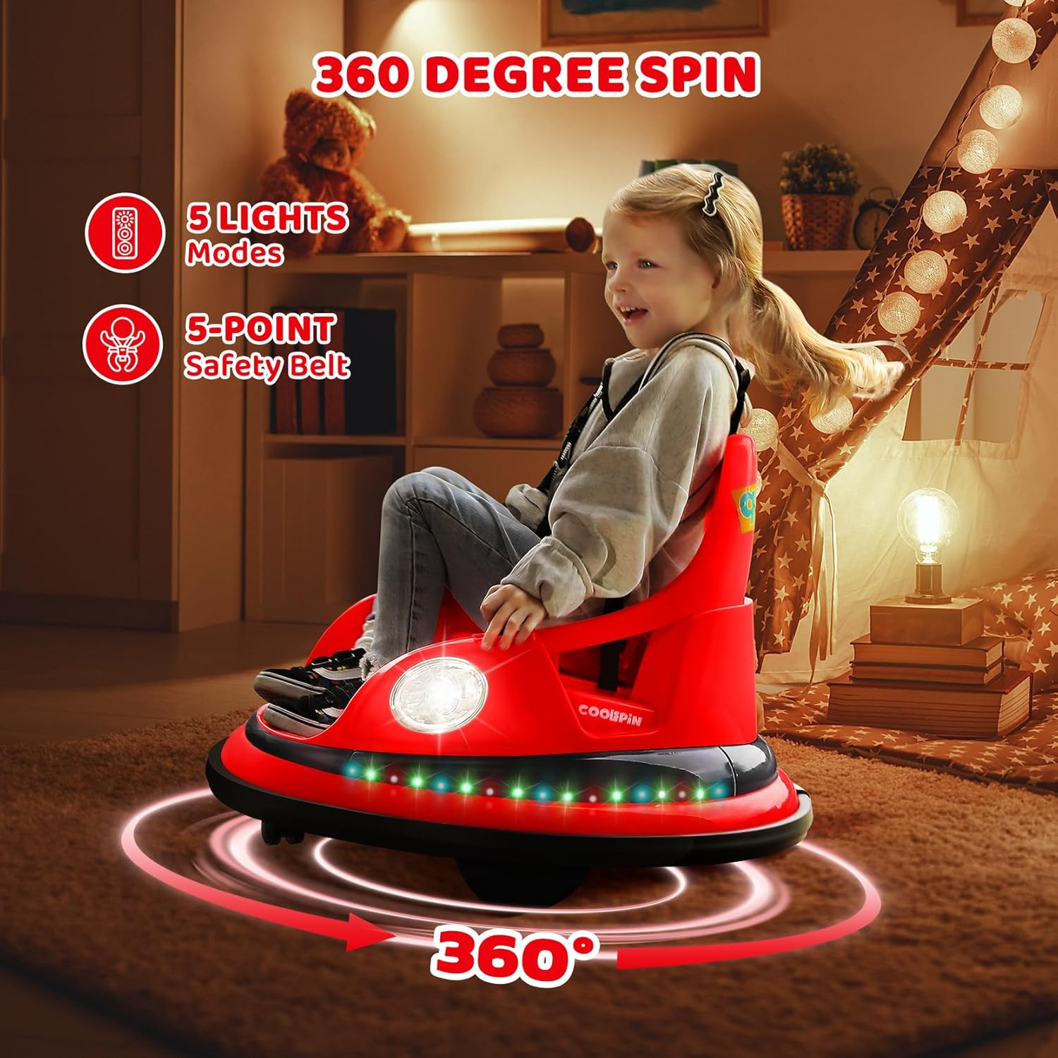 Kids Bumper Car, 1.9Mph Max, 12V Electric Car for Toddlers, 360°Spin Bumping Car