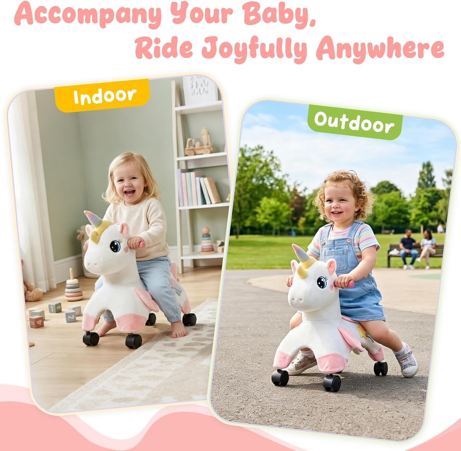 Unicorn Ride On Toys Toddler Ride On Toys W/ 360° Wheels Toddler Bike Designed