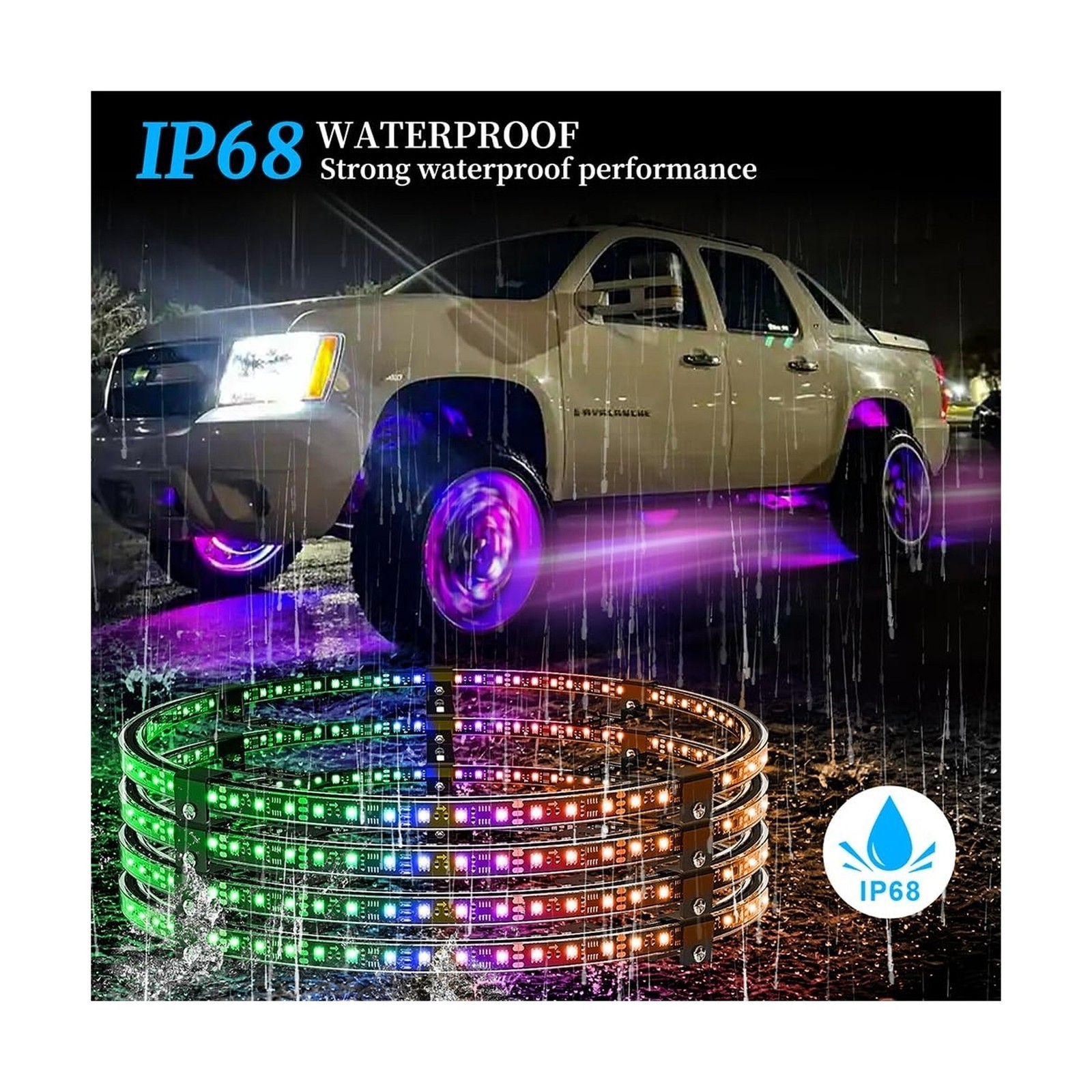 17 Inch Wheel Rim Light Kit – Double Rows LED, Fit For 21-28″ Tire Wheels
