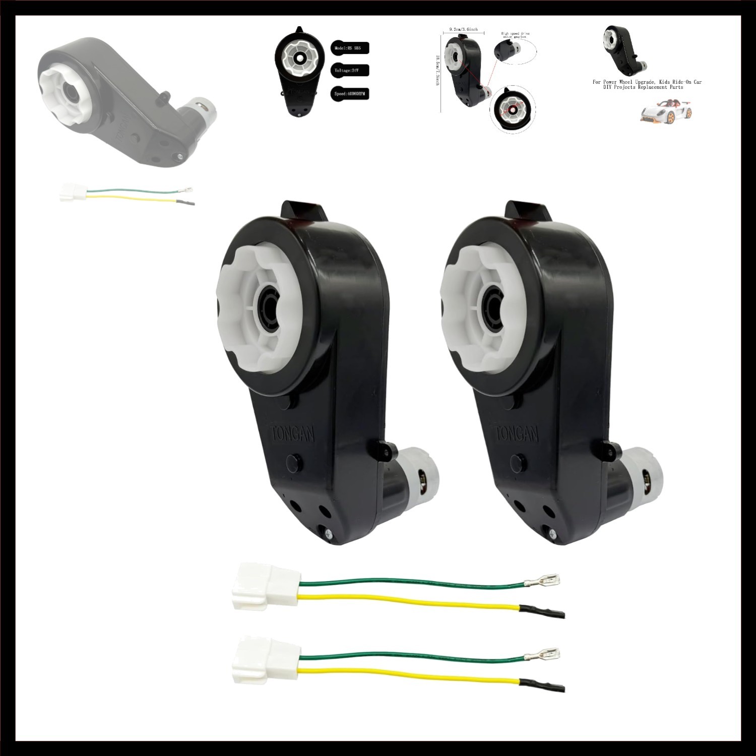 2Pcs Electric Motor Gearbox Powered for Kids Ride On Toys Car,RS550 12V/RS555…