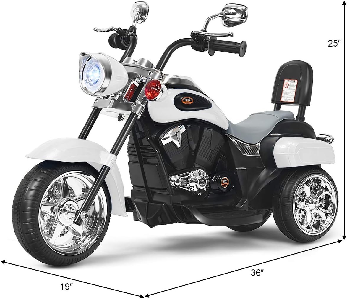 Kids Electric 3-Wheel Chopper Motorcycle with Horn & Headlight