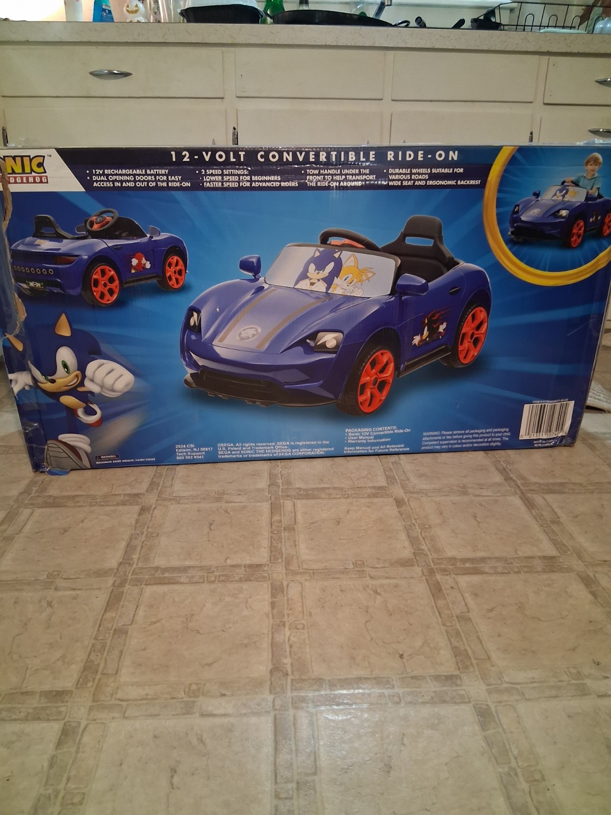 Sonic the Hedgehog 12V Battery-Powered Ride-On Convertible for Kids