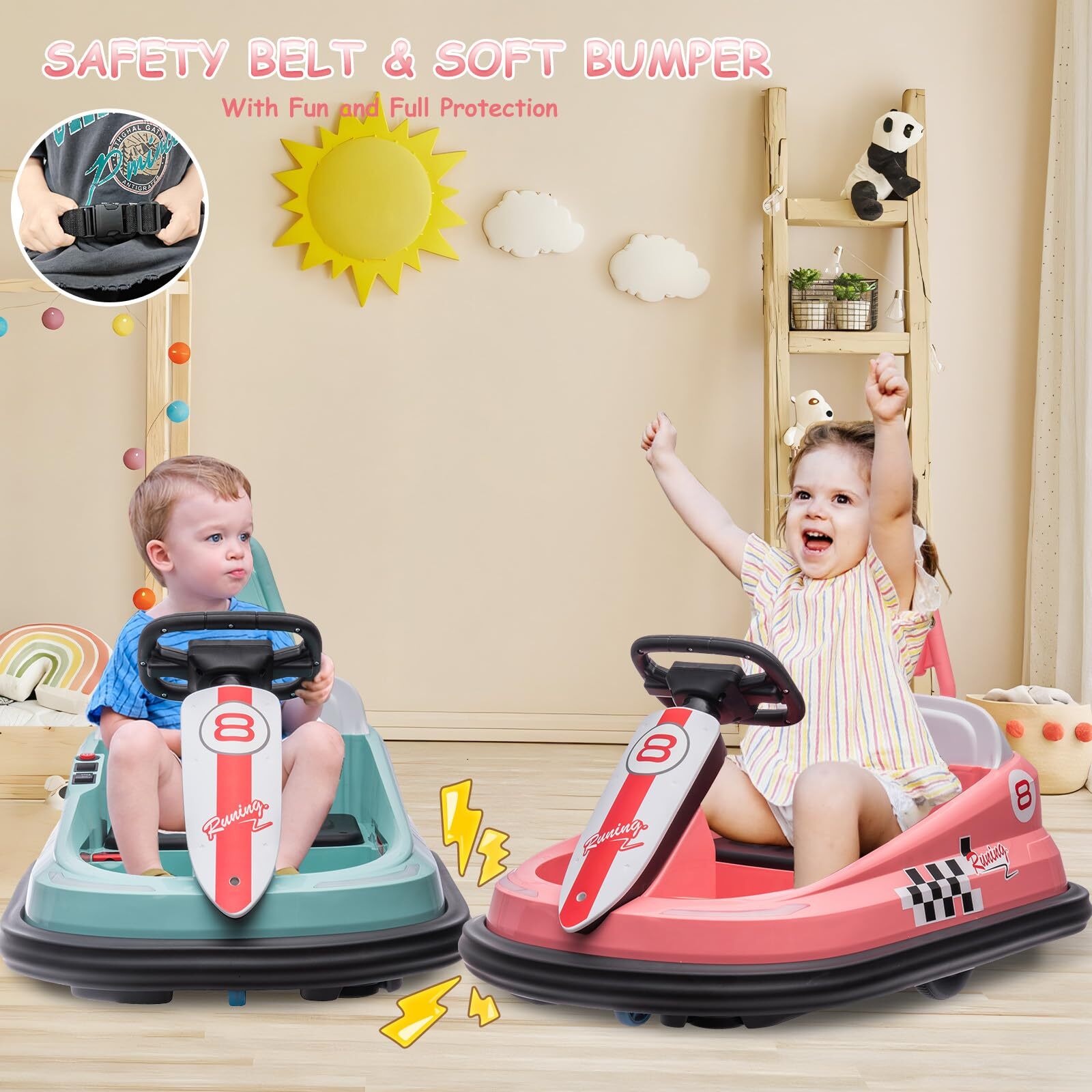 6V Ride On Bumper Car Electric Toy For Kids 360 Degree Spin and Music Bluetooth