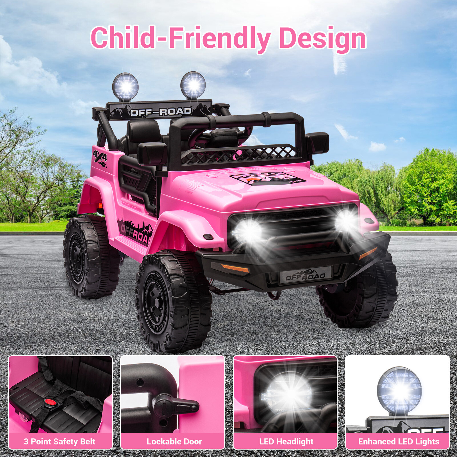 12V Kids Ride On Car 2 Seater Electric Vehicle Toy Truck Jeep w/Remote Control
