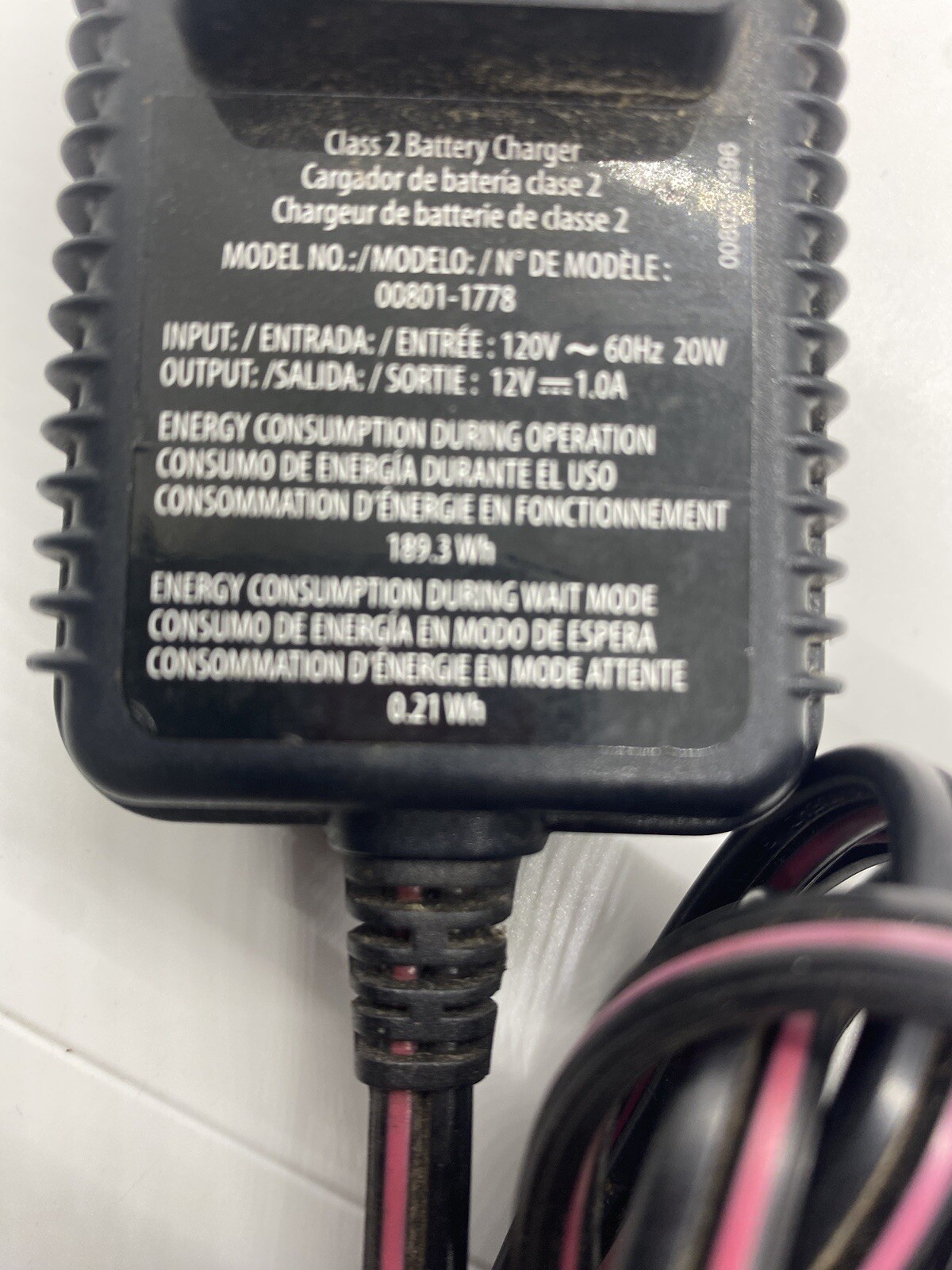 12-Volt Charger for Power Wheels Model 00801-1781