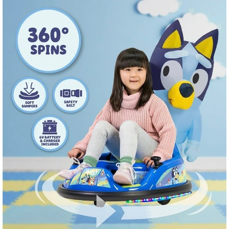 Bluey 6V ImaginAir Ride-On Bumper Car with Inflatable Character NEW