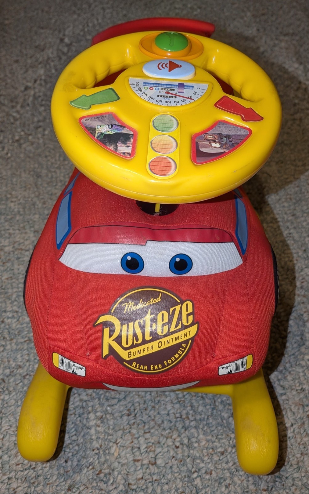 Y2K Disney Pixar Lightning McQueen Plush Ride On Rocker Toy Works Great!