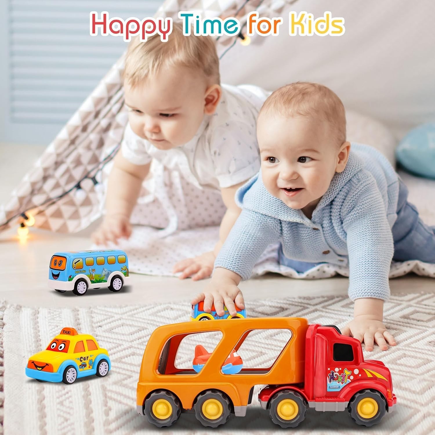 Portable Carrier Truck Playset: Creative 5-in-1 Toddler Toy Gift for Age 1-3