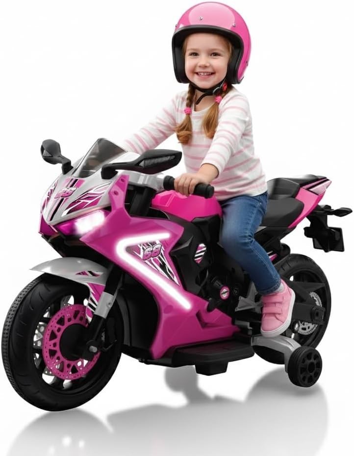 Charming Pink 6V Electric Motorcycle for Toddlers – Indoor/Outdoor Fun, Ages 3-6