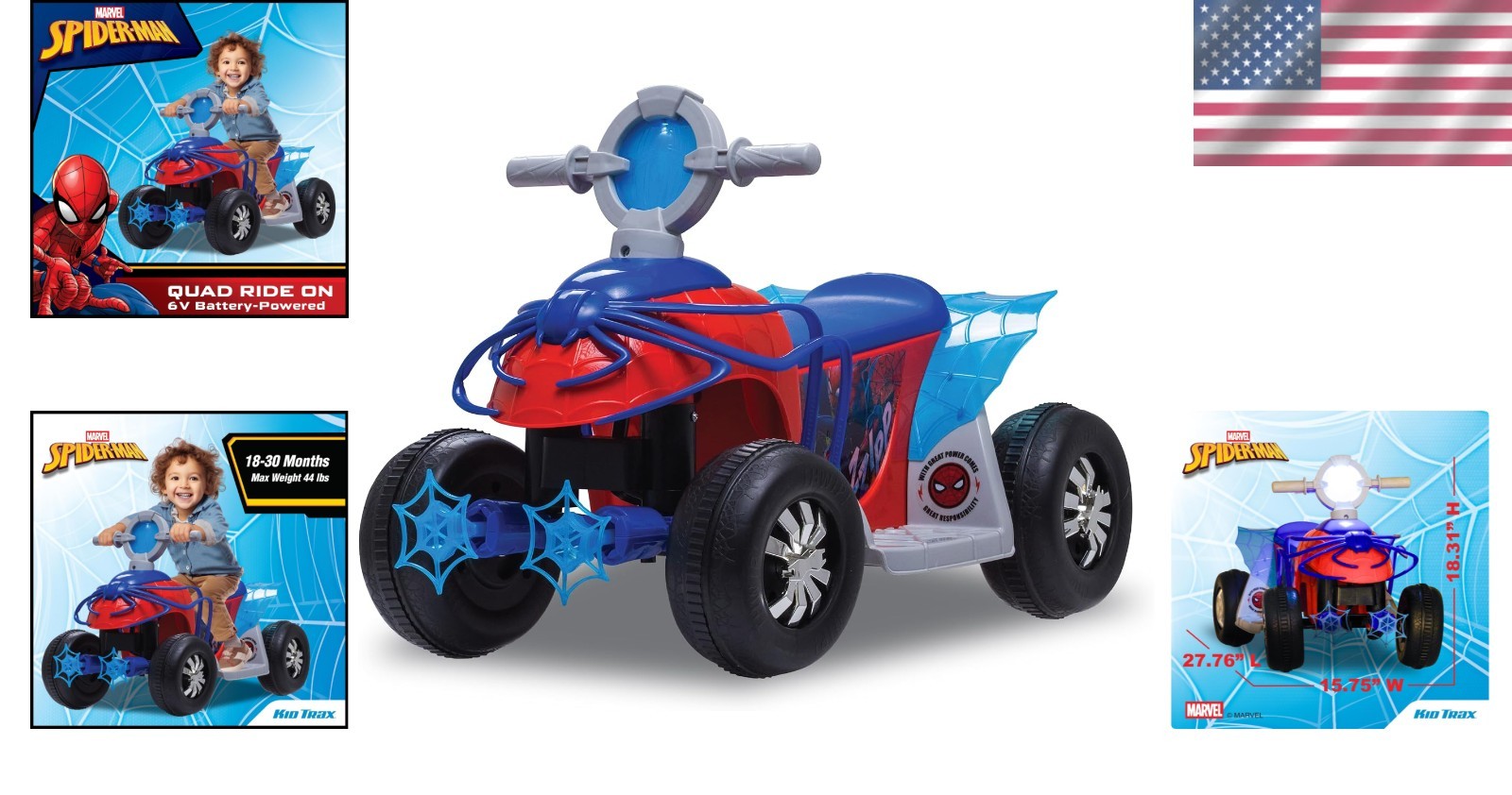 Marvel Spider-Man Electric Ride-On Quad, 6V Battery Included