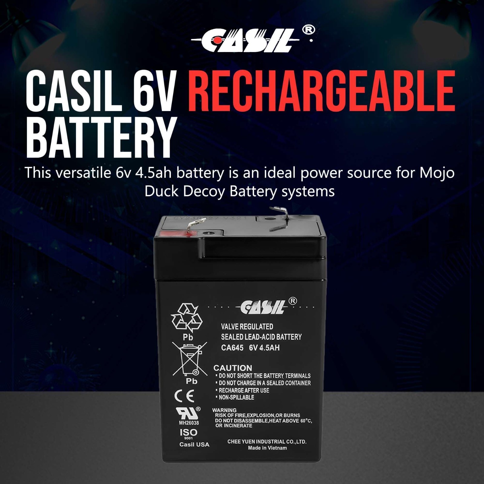 6V Rechargeable Battery 4.5Ah for Power Wheels, Emergency Lights, Ride-On Toys