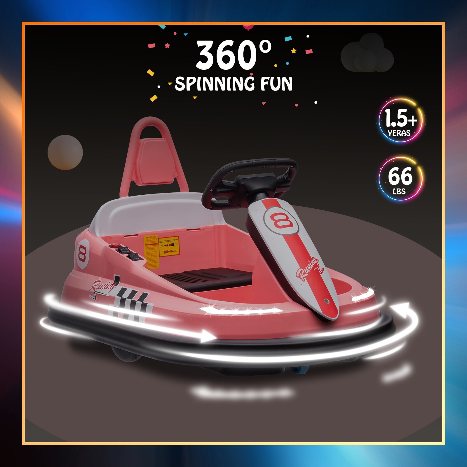 6V Electric Bumper Car for Kids 360° Rotation Ride On Bumper Electric Car Toys