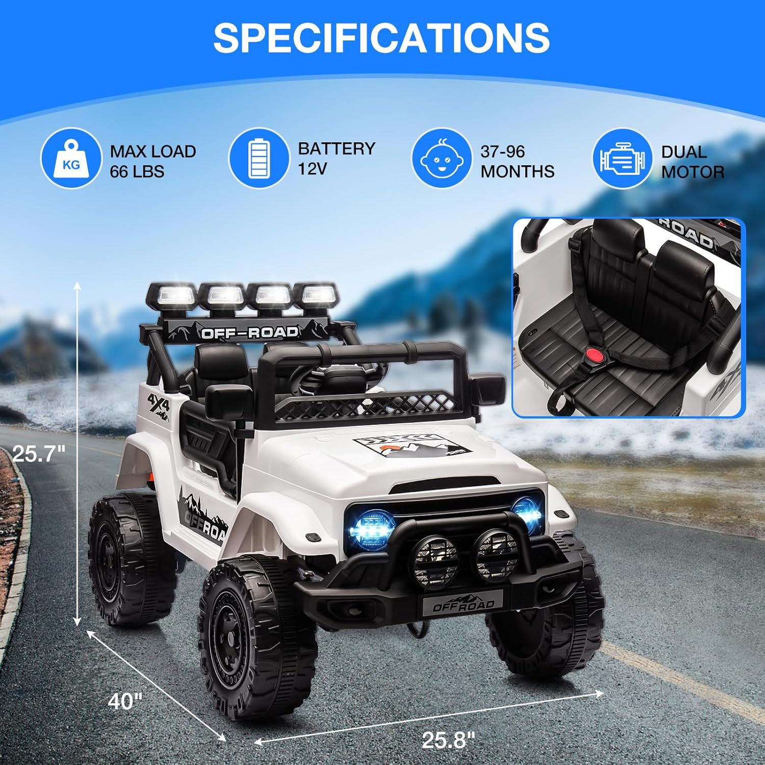 Ride on Truck Car for Kids, 12V Electric Ride on Car with Remote Control, Spring