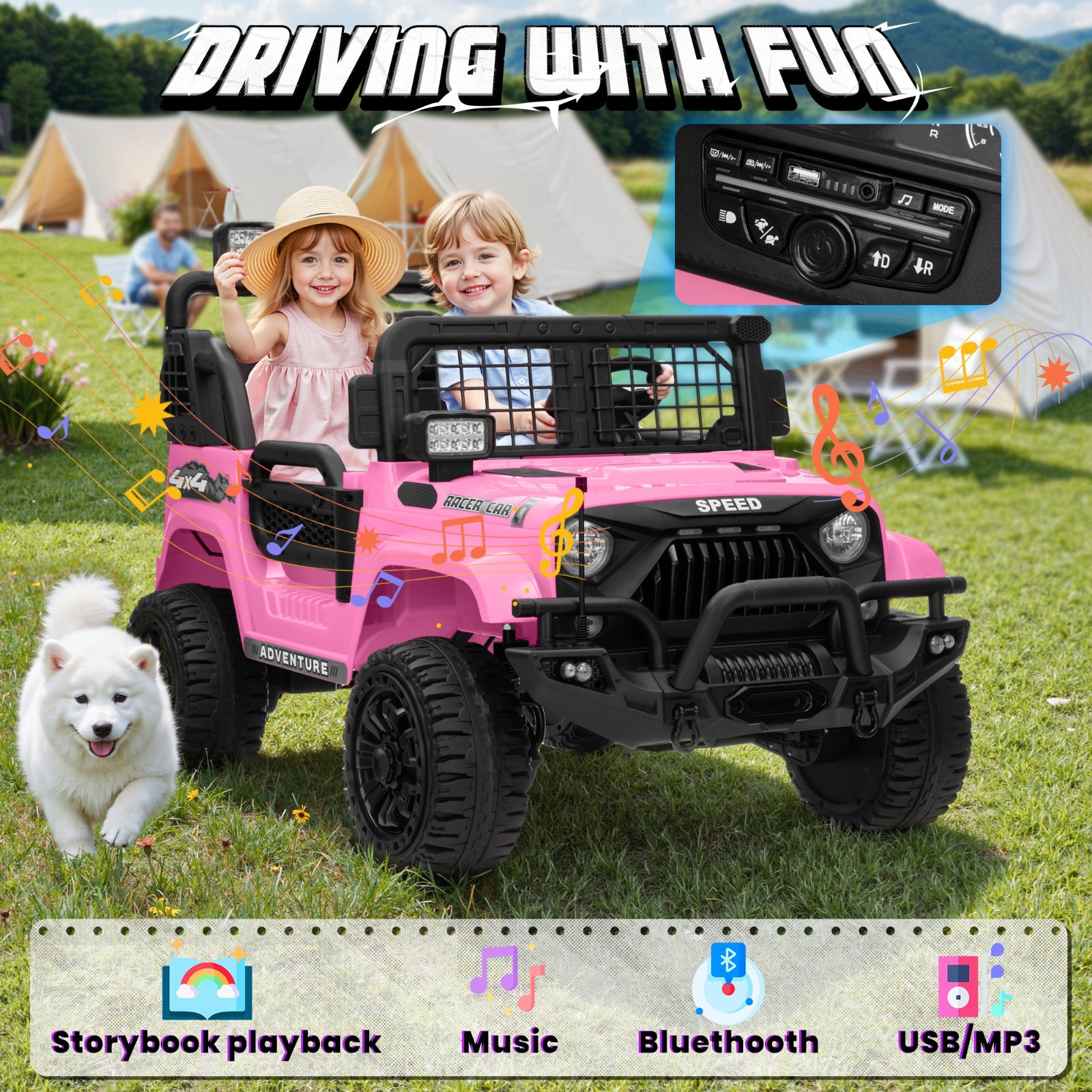 24V 4WD 2-Seater Ride On Truck 800W 9AH RC Bluetooth 3-Speed 4-Wheel Suspension