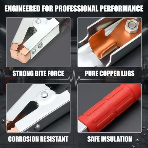 4-Pack Large Size Insulated Alligator Clips Electrical, 600A Spring Loaded