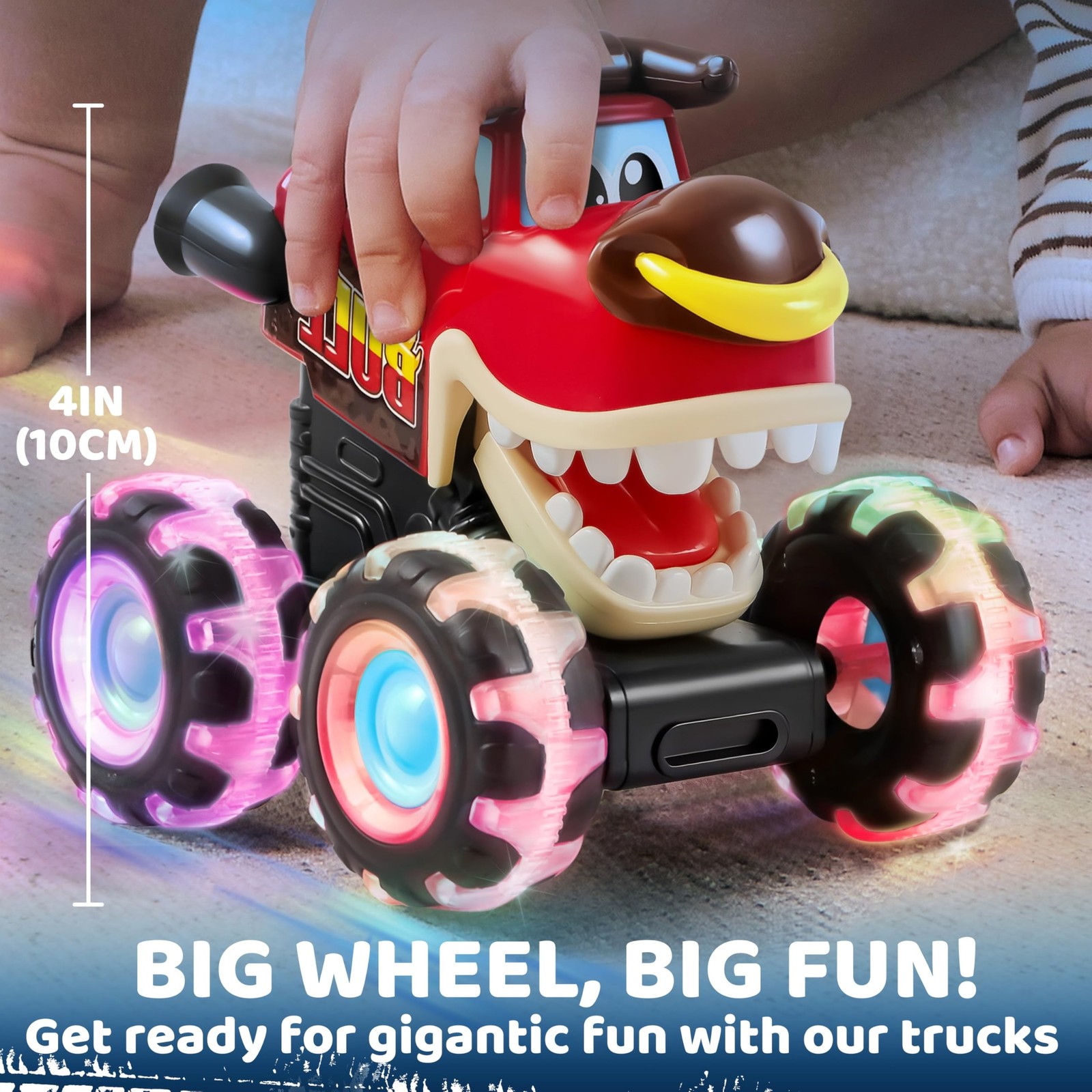 JOYIN 3 Pack Monster Truck Toy – Motion Activated Light Up Cars for Toddlers …