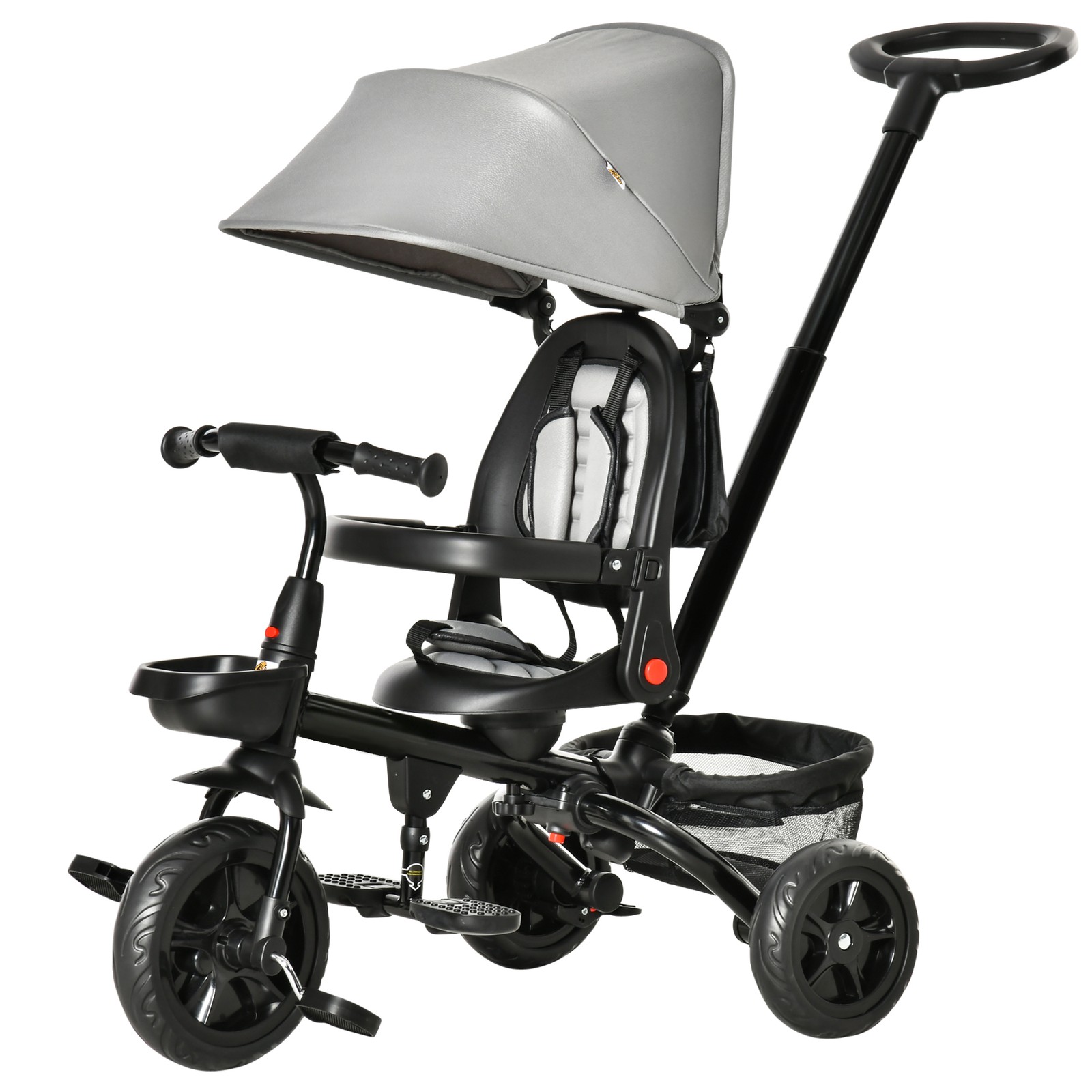 4 in 1 Adjustable Baby Tricycle w/ Removable Handle, Brake, Cover
