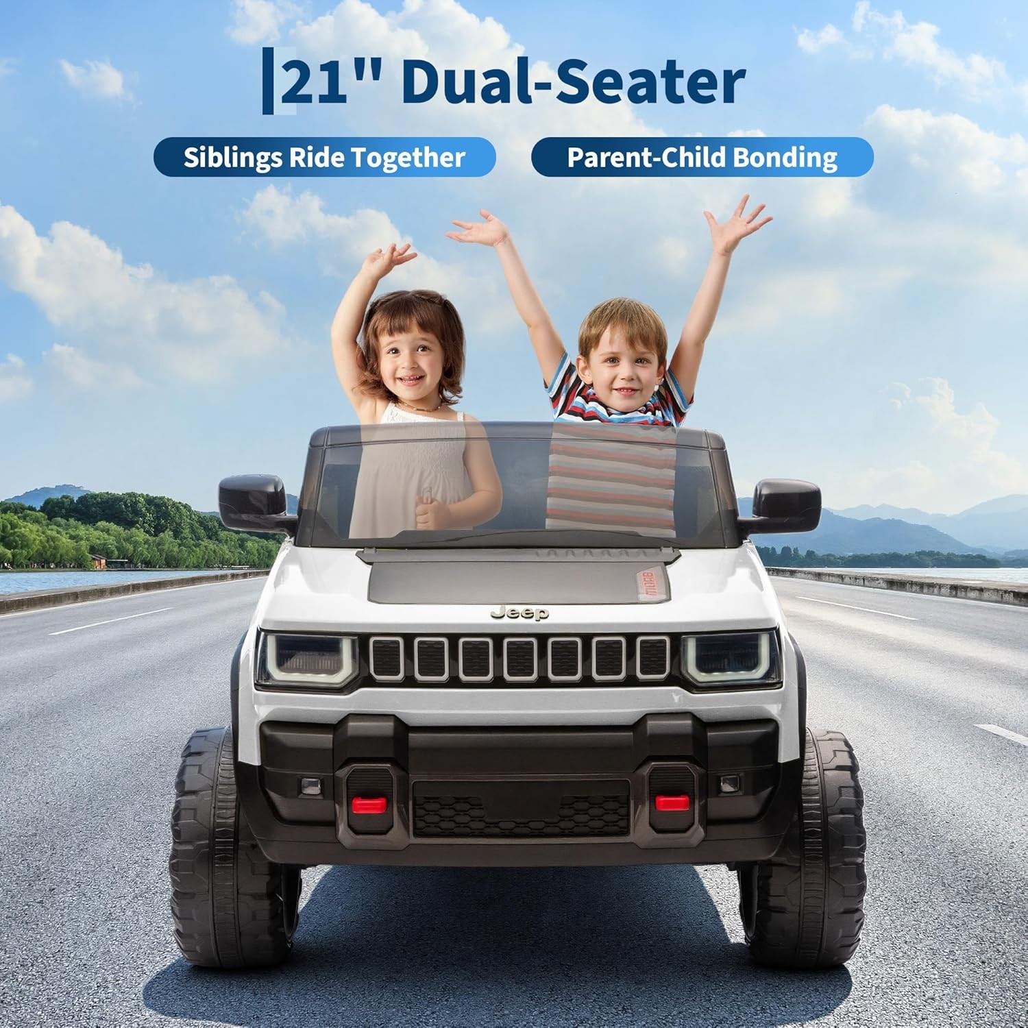 24V 2 Seater Kids Ride on Car Electric Truck Toys for Big Kids Ages 3-8