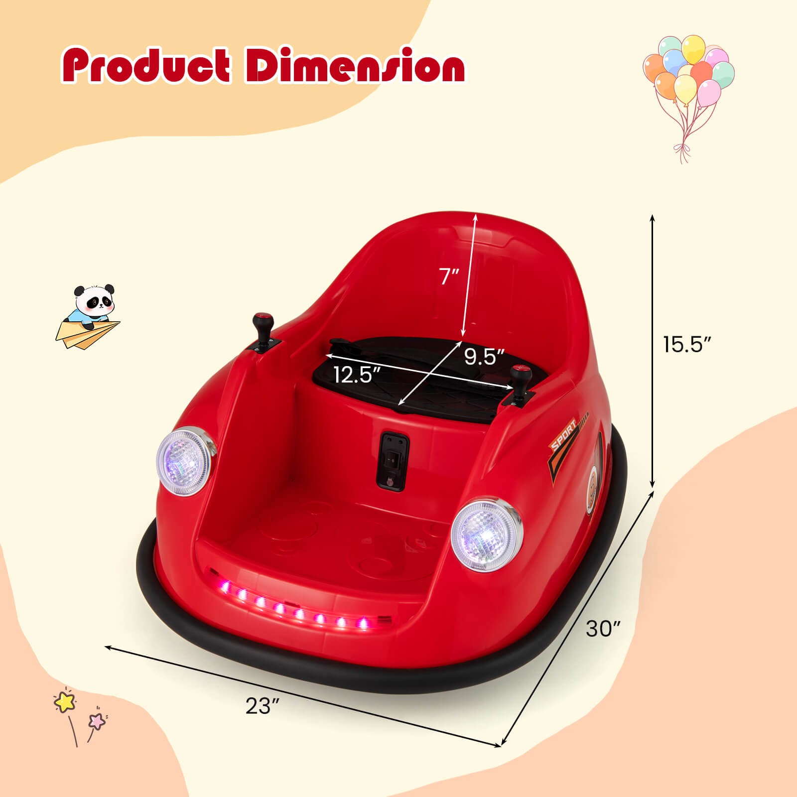 Ride on Bumper Car for Kids with Remote Control 360 Degree Spin LED Light