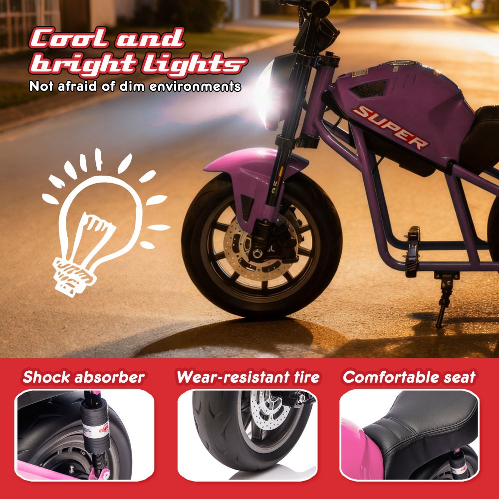 24V 300W Kids Ride On XL Electric Toy Muscle Motorcycle Hub Motor 14in EVA Wheel