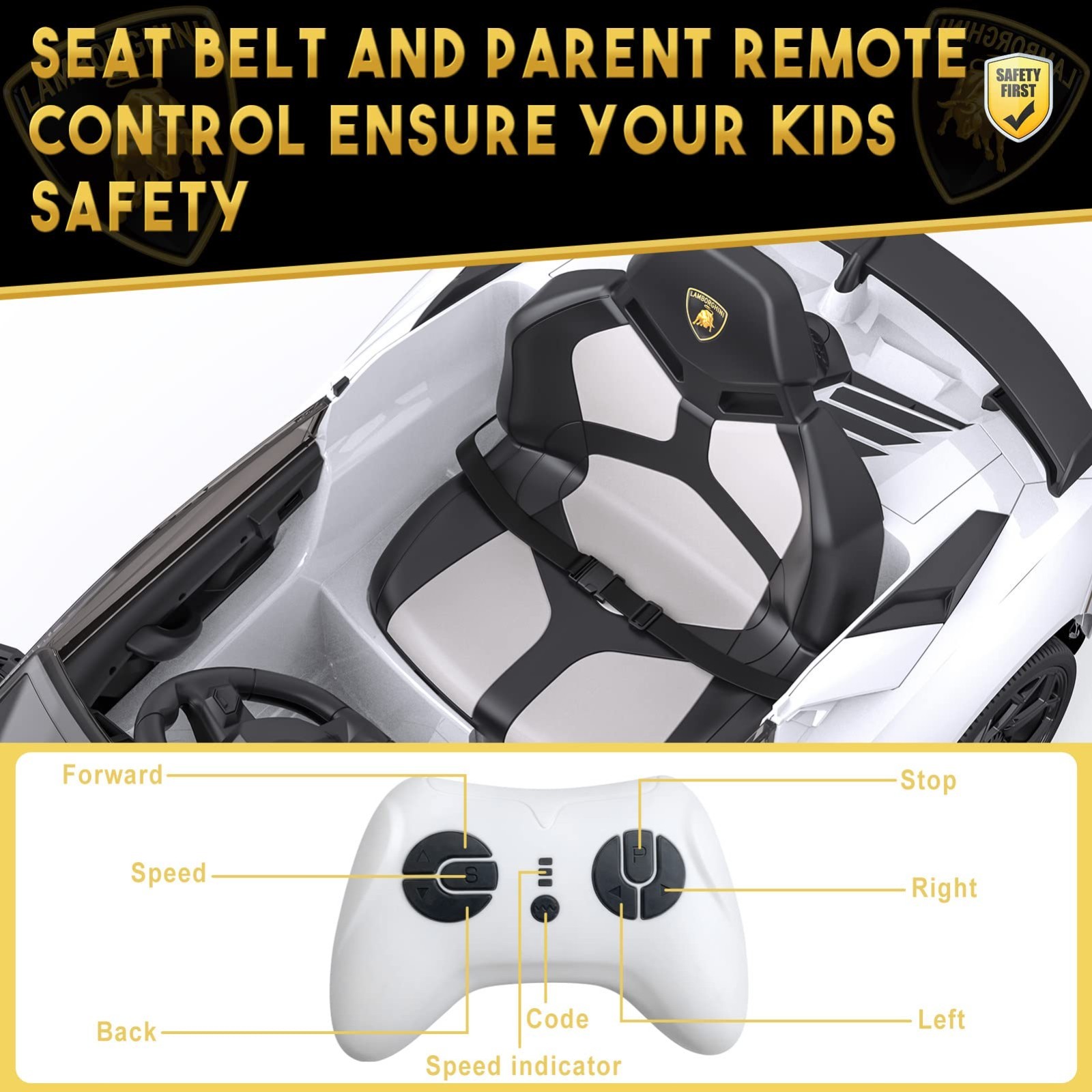 12V Electric Ride On Licensed Lamborghini Car for Kids Battery Power 4 Wheeler