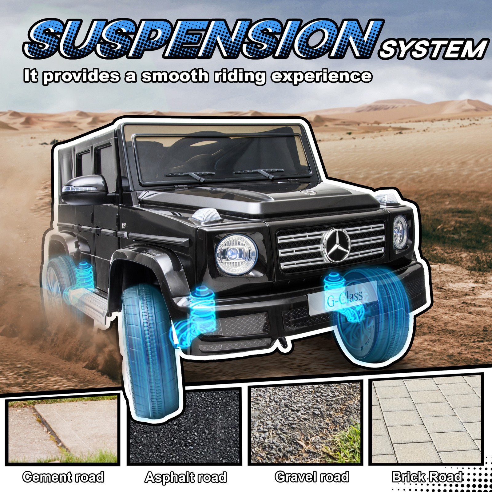 Mercedes Benz G500 Outdoor Electric Kids Car w/ Bright Headlights & Suspension