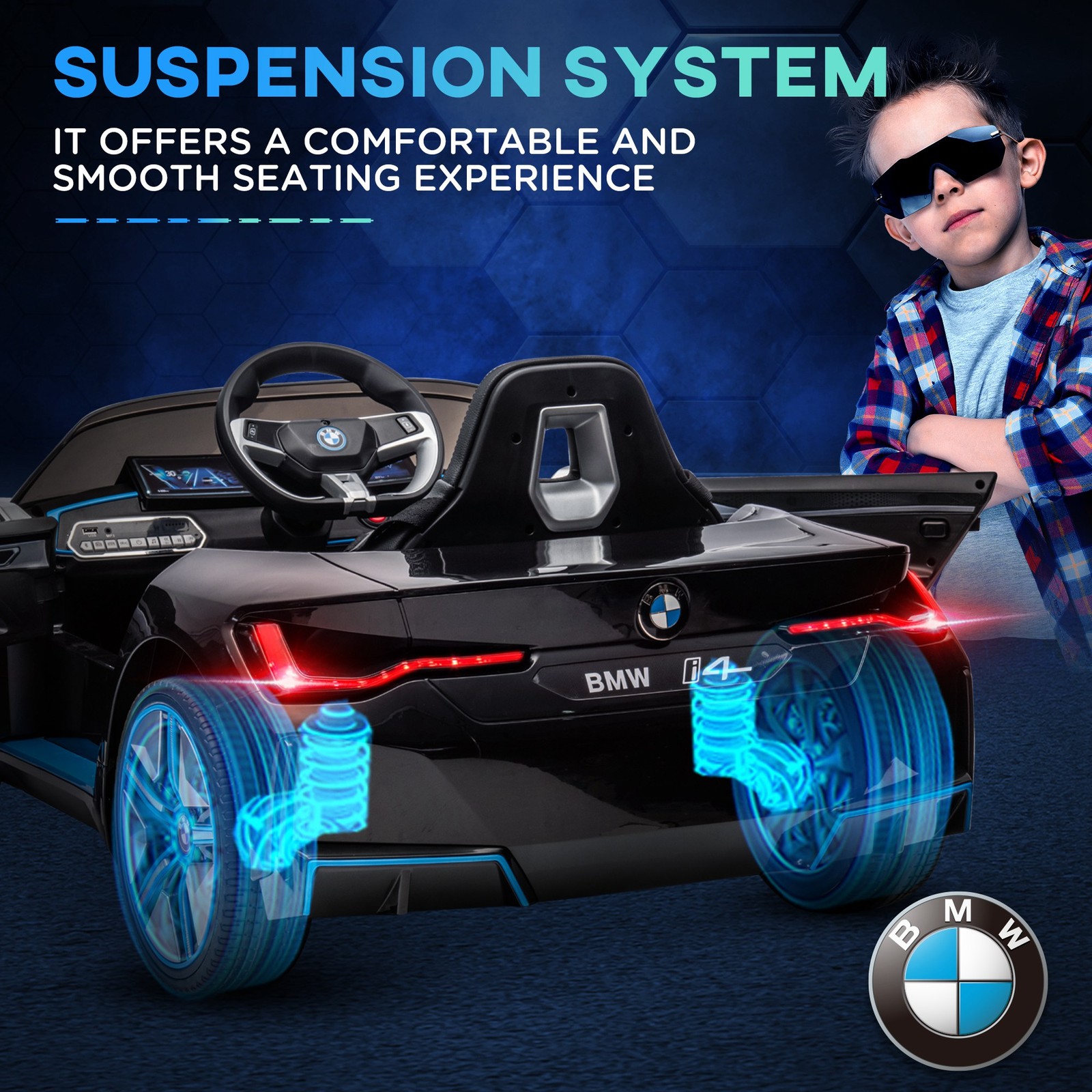 12V Electric Ride On Car with Remote Control Battery Powered Toy for Kids 3-6