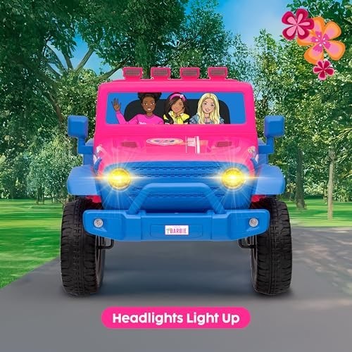 12V Kids Ride-On Car with Rechargeable Battery, LED Lights, Press-Button Start,