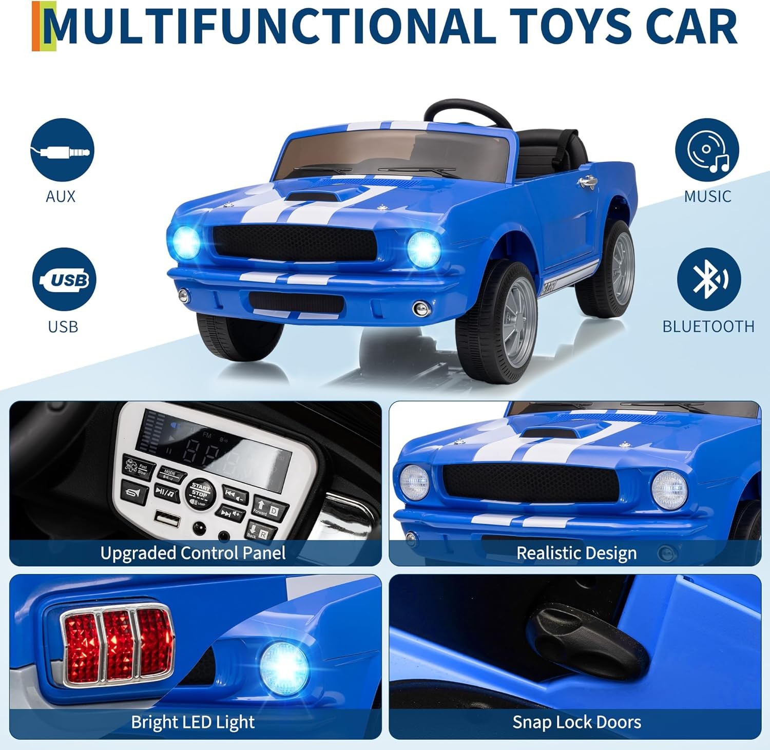 Kids Electric 24/12V Wheeler Car Ride on Toy Licensed Shelby GT350 w/ Remote Toy