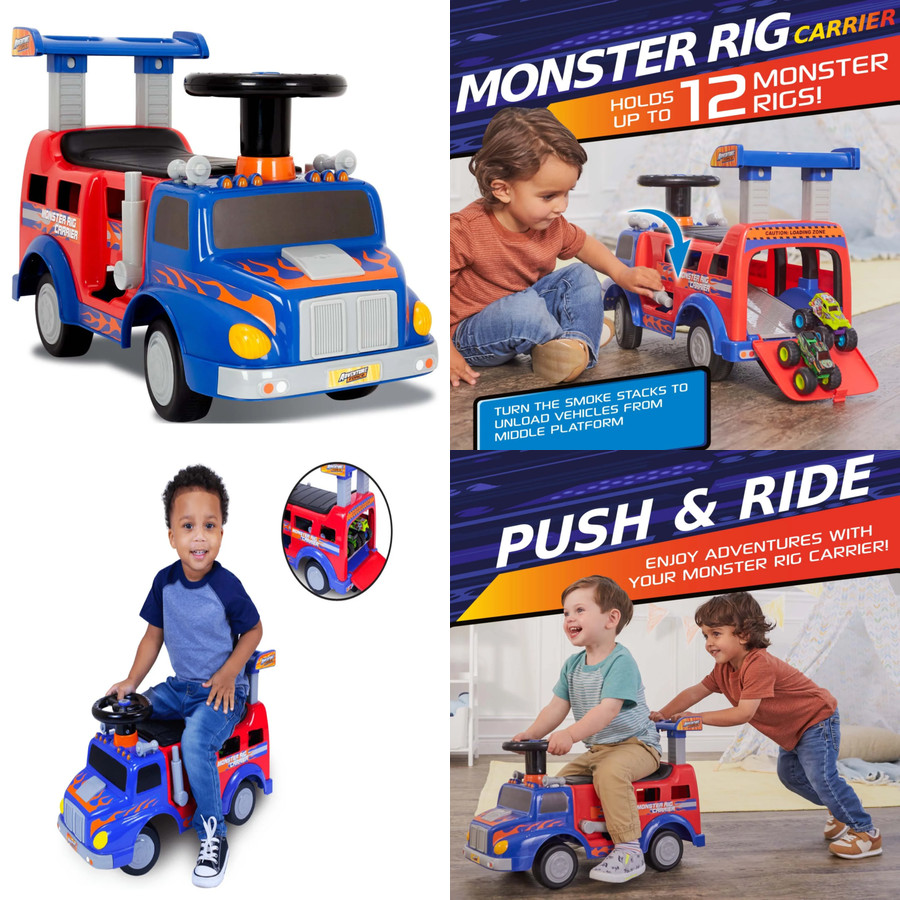 Kids Ride On Toy Adventure Force Monster Rig Carrier Transportation Age 1-3 yrs