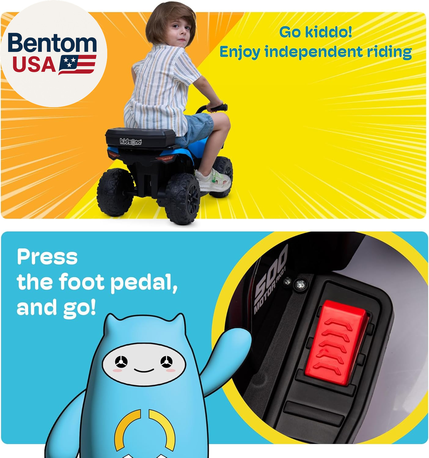 6V Ride on ATV, Battery Powered 4-Wheeler Electric Vehicle for Toddlers W/Blueto