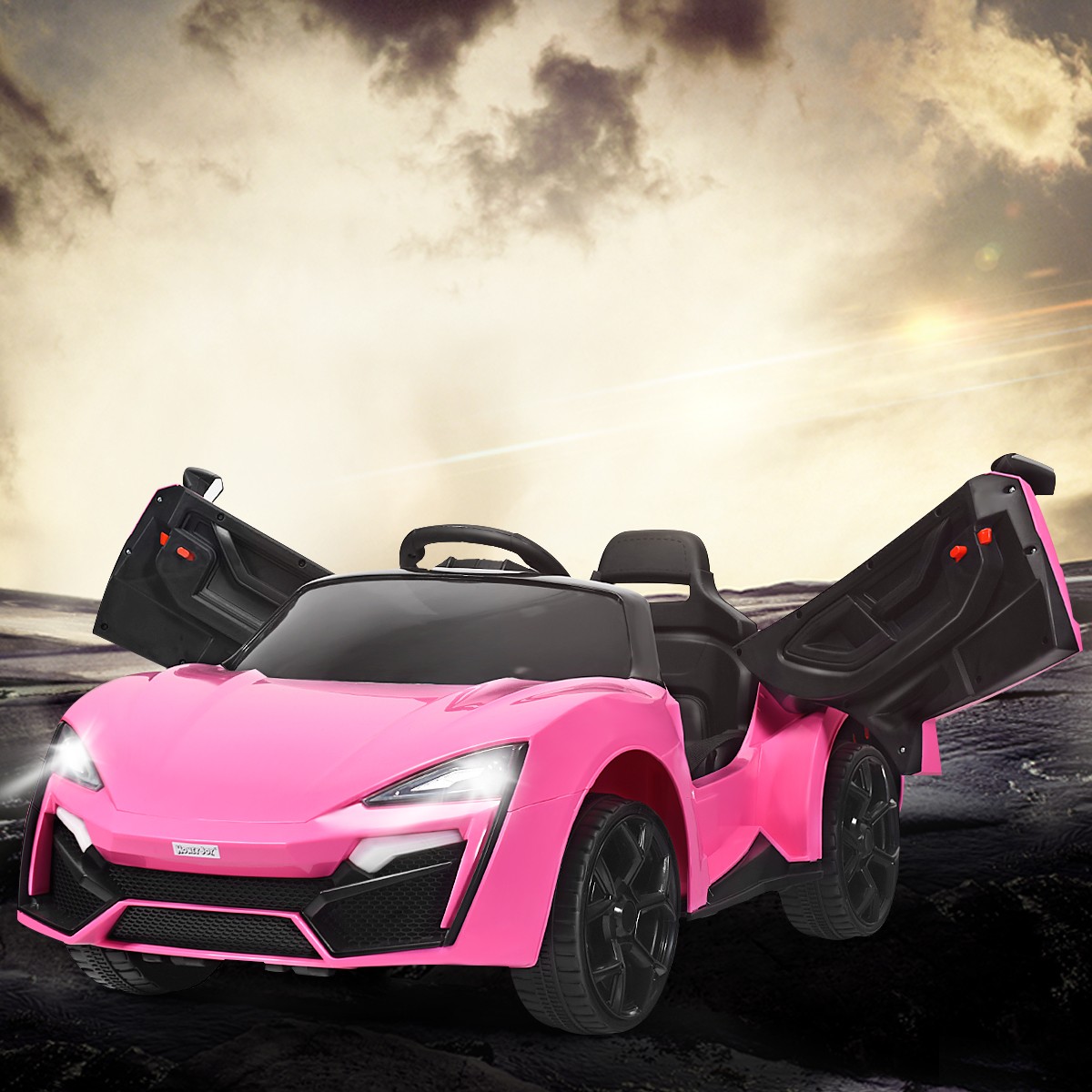 12V Kids Ride On Car 2.4G RC Electric Vehicle w/ Lights MP3 Openable Doors Pink