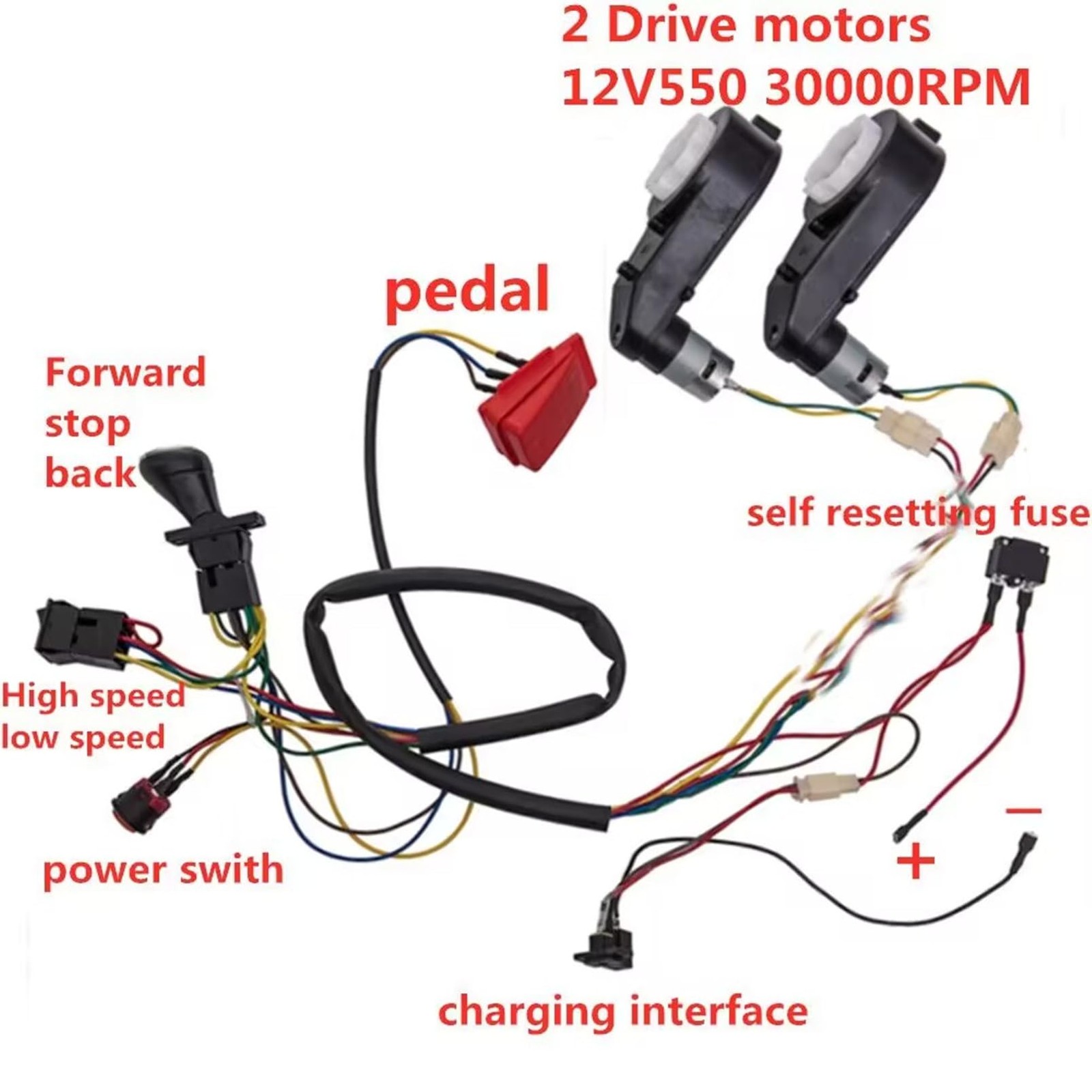 weelye Children Electric Car DIY Accessories Wires and Large, Black