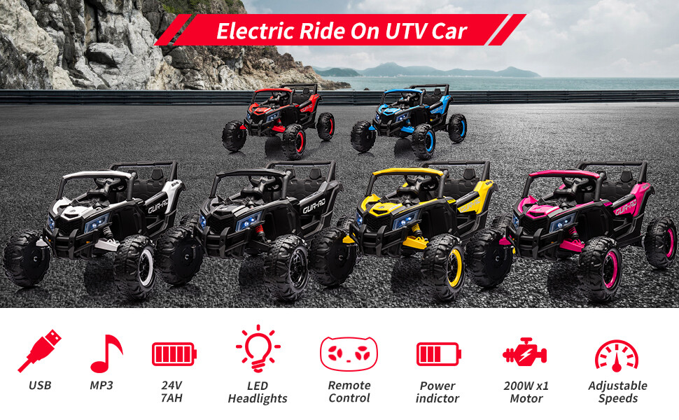 Kids Ride on UTV Car 24V Battery Powerd Electric Off-Road UTV Car w/Remote Contr
