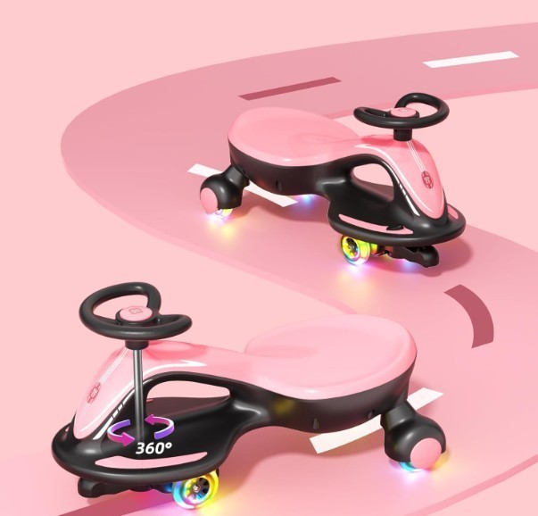 6V Electric 2-in-1 Rechargeable Toddler Wiggle Car Ride-On Pink & Black