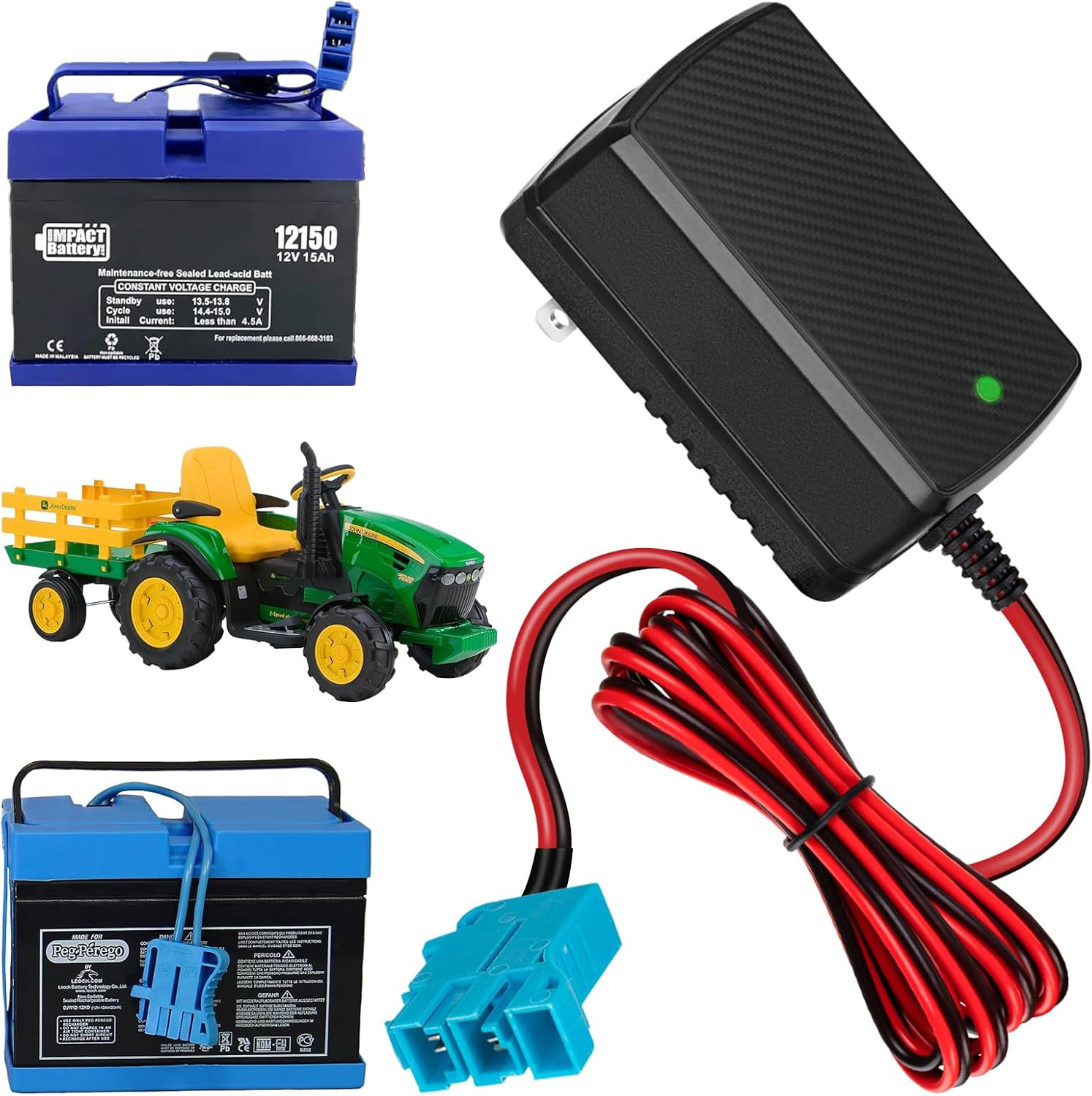 12V Battery Charger for Ride On Toy Car Tractor Gator RZR Replacement Power