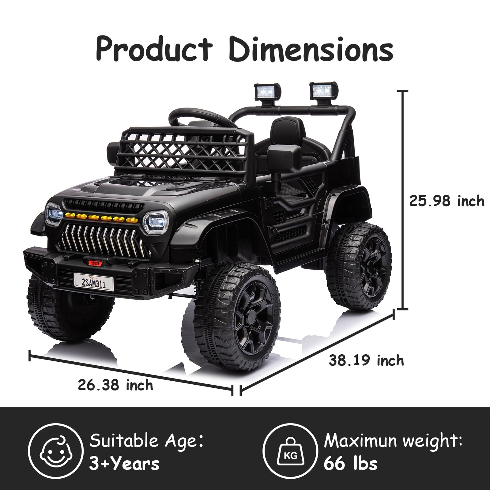 12V Ride on Truck Car Kids Power Wheels Vehicle w/Remote Control LED Light Music