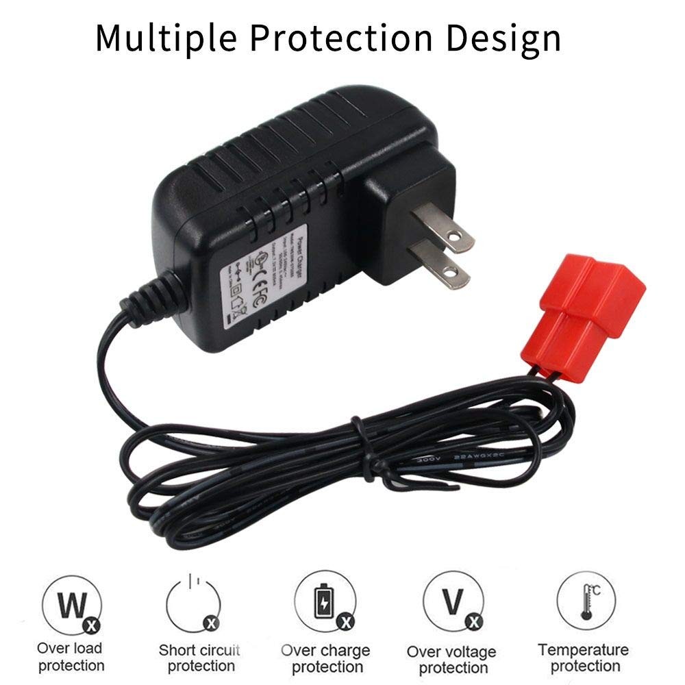 6V Kids Powered Ride On Car Charger, Replacement 6 Volt Battery Charger Black